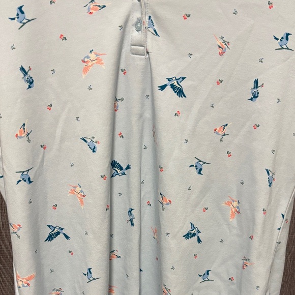 Lands' End Women's Cotton Short Sleeve Polo with Bird Print - Picture 3 of 4